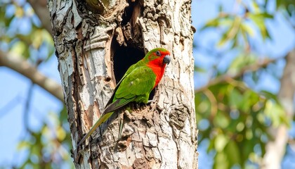 Parrot in a tree hollow