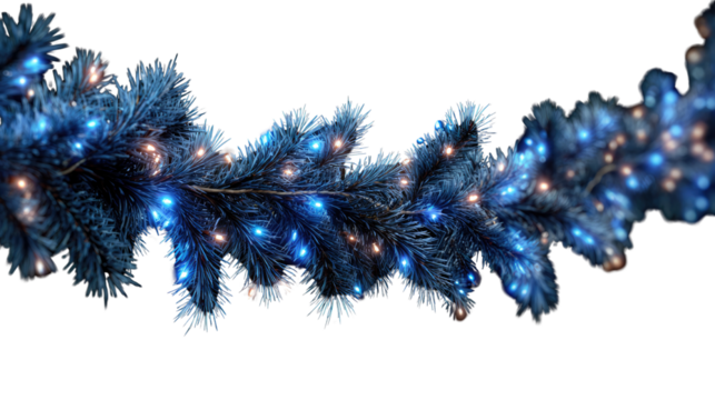 Christmas fir tree branches with festive ornaments isolated on a transparent background - Powered by Adobe