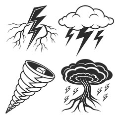 Set of Storm and Weather Icons lightning thunder