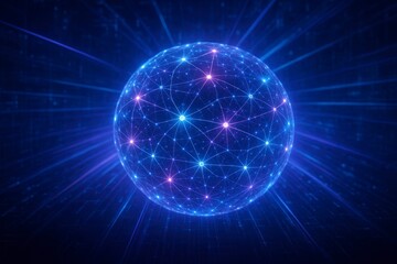 Abstract Artificial Intelligence Sphere with Neural Network Connections
