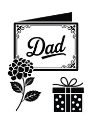 Father s day card design with floral element and gift box