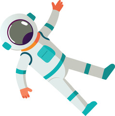 Cartoon Astronaut Floating in Space Wearing White Suit and Helmet Illustration