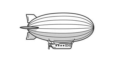 Simple black and white illustration of a classic airship or zeppelin design © Mstsalma