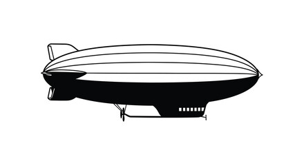 A simple black and white illustration of a classic airship design © Mstsalma