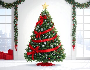 Christmas tree in a decorated room