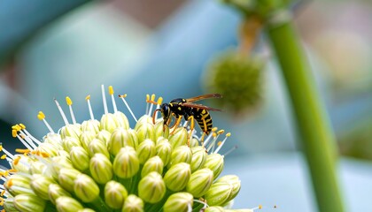 Wasp on a flower cluster