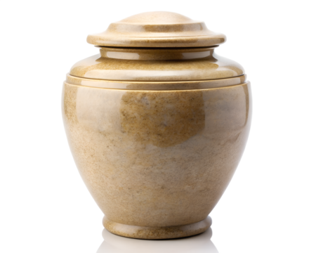Elegant cremation urn isolated on transparent background, a dignified vessel for honoring cherished memories and eternal rest
