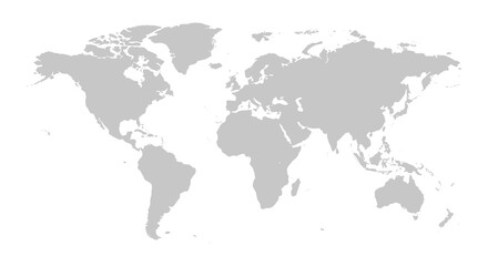 A grayscale world map displaying continents and country boundaries clearly