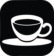 Classic coffee cup and saucer silhouette simple icon design for breakfast and cafe themes