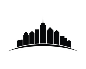 Obraz premium Minimalist Silhouette of a City Skyline Against a Curved Horizon