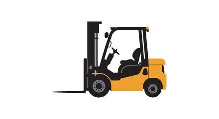 Simple illustration of a yellow forklift truck against a white background
