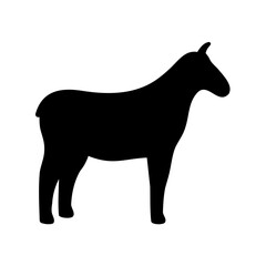 Silhouette of a standing horse with a distinct mane and tail detail