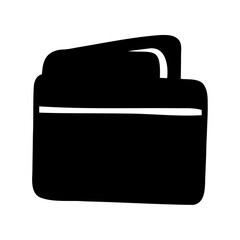Stylized minimalist black briefcase or bag illustration on a white background