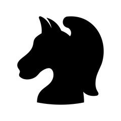 Black Silhouette of Horse Head with Mane on White Background Illustration