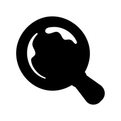 Black and white illustration of a simple magnifying glass icon tool