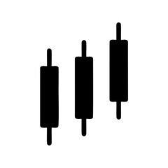 Three black candlestick charts representing stock market analysis and data visualization