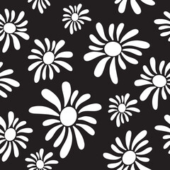 Monochrome Daisy Swirl Pattern