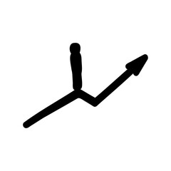 A simple black line art illustration of a growth chart with arrow