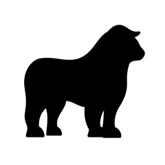 Silhouette of a mighty bull standing powerfully with a strong presence and horns