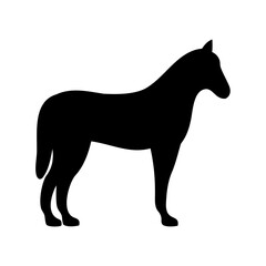 Isolated Black Horse Silhouette Illustration on White Background for Artistic Use