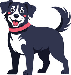 Playful happy cartoon dog with wagging tail illustration