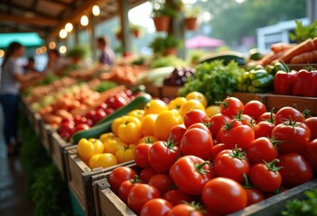 Vibrant Farmers Market Harvest Seasonal Vegetables Colorful Display Abundance Fresh Produce