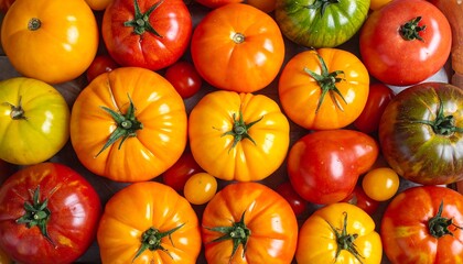 Colorful tomatoes, various sizes and hues