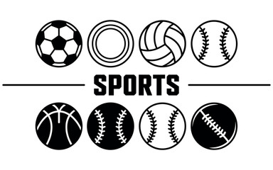 Variety of Sport Balls minimalist illustration of different sport balls, including soccer ball, volleyball, basketball, softball and baseball perfect to highlight any project about sport.