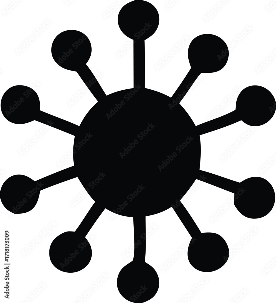 Poster abstract black silhouette symbol representing connection network structure molecular science technol