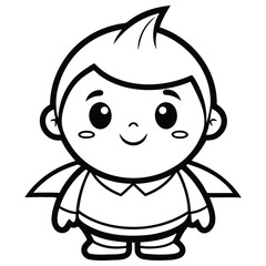 Adorable Cartoon Boy with Spiky Hair and a Cape, Ready for Coloring