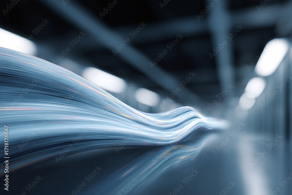 Poster abstract light trails convey speed, data flow, and innovation. perfect for technology, science, or f