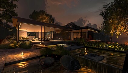 Modern landscape house in the style of light