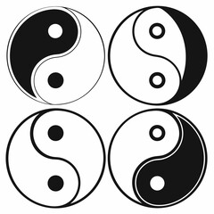 Four black and white yin yang symbols in a grid Keywords: symbol, yin yang, taijitu, circle