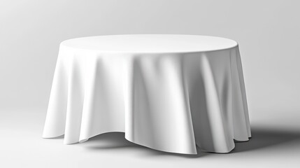 Empty white tablecloth round table