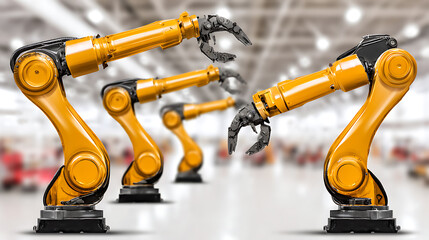Industrial robotic arms in a manufacturing facility