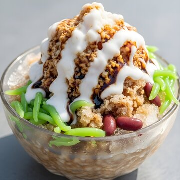 Malaysian Cendol Dessert with Shaved Ice