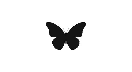 Silhouette of a butterfly, black on white background.