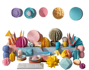  Artistic Set of Colorful Abstract Objects for Designers, PNG Transparent.