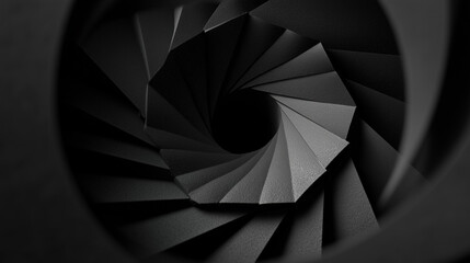 Black spiral staircase viewed from above