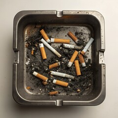 cigarette and ashtray view from above 