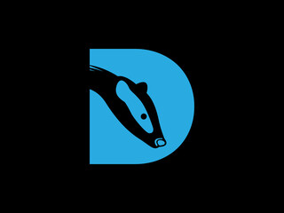 Dynamic badger logo on blue background for brand identity