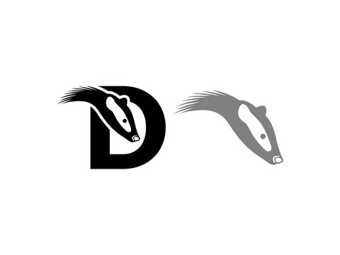Stylized badger logo designs in black and gray on white background