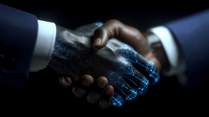 Handshake between human and digital robotic hand