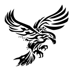 Fototapeta premium A black and white vector illustration of an eagle with bold lines, high contrast, and intricate geometric patterns,