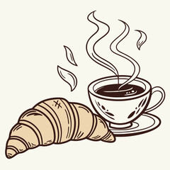 A delicious croissant and coffee illustration