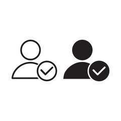 Obraz premium User account icons with checkmark for approval and verification, representing account confirmation and user profile status in a digital interface
