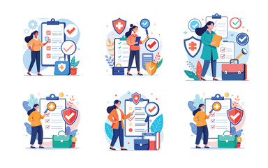 Women reviewing health insurance checklists and benefits