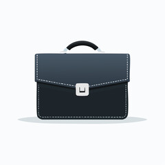 Dark gray briefcase with a handle and clasp, illustration.