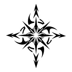 Obraz premium A bold geometric compass design in black and white featuring high contrast lines, minimal shading,