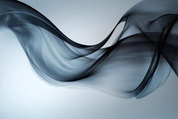 Obraz premium Dark gray abstract smoke forming a soft and elegant wave against a light blue background, creating a modern and minimalist artwork